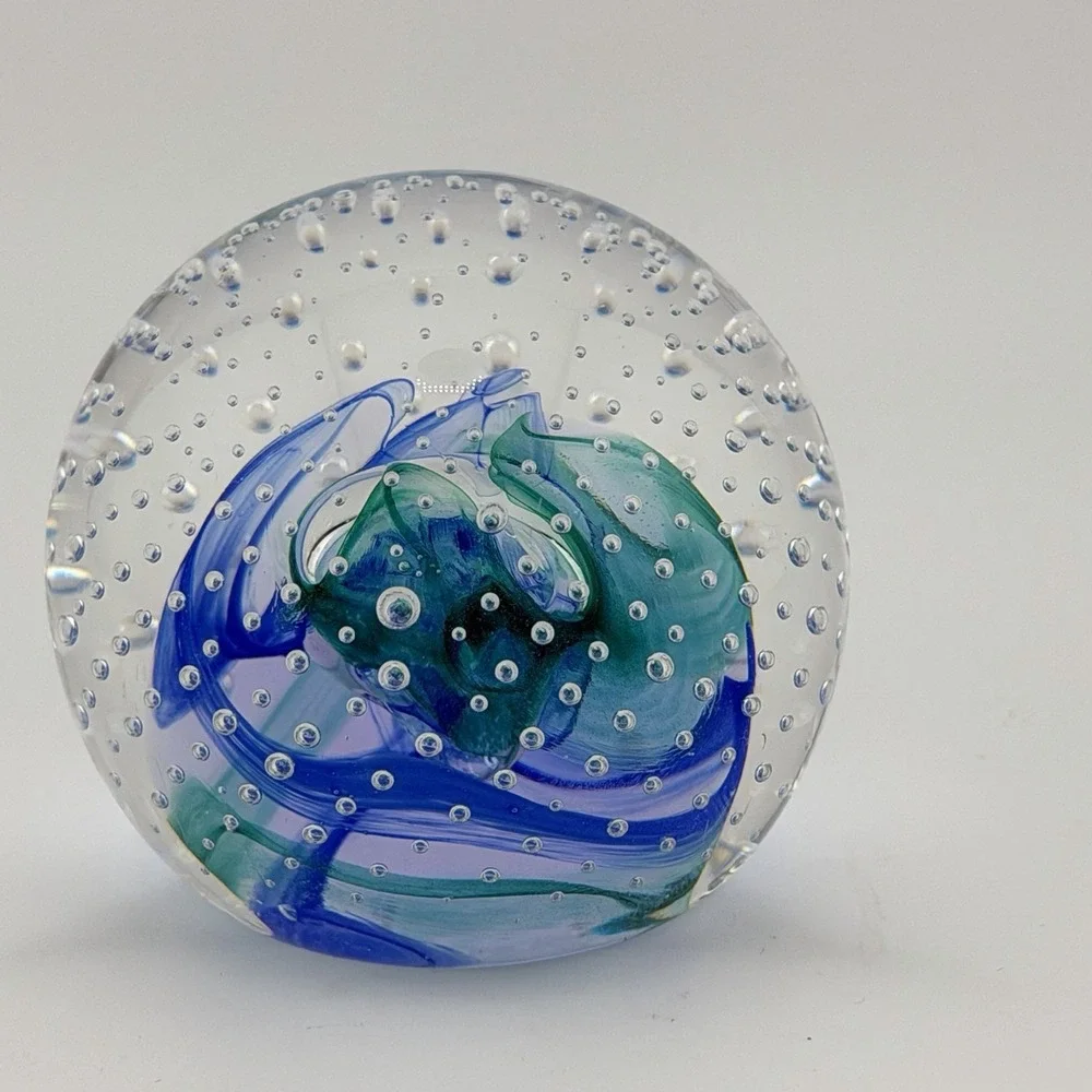 1993 Caithness Scotland Reflections Paperweight Blue Green 2 in Collectors Club